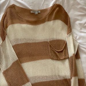 Brown and Cream Oversized Forever 21 Large Sweater